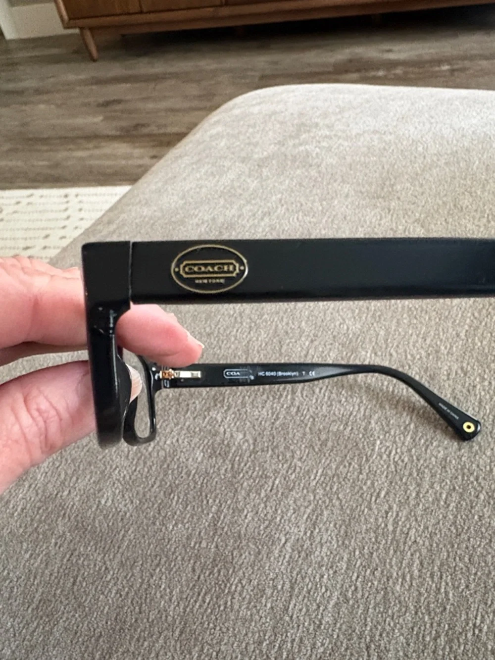 Coach Kids Black Rectangular Reading Glasses with Subtle Gold Accents